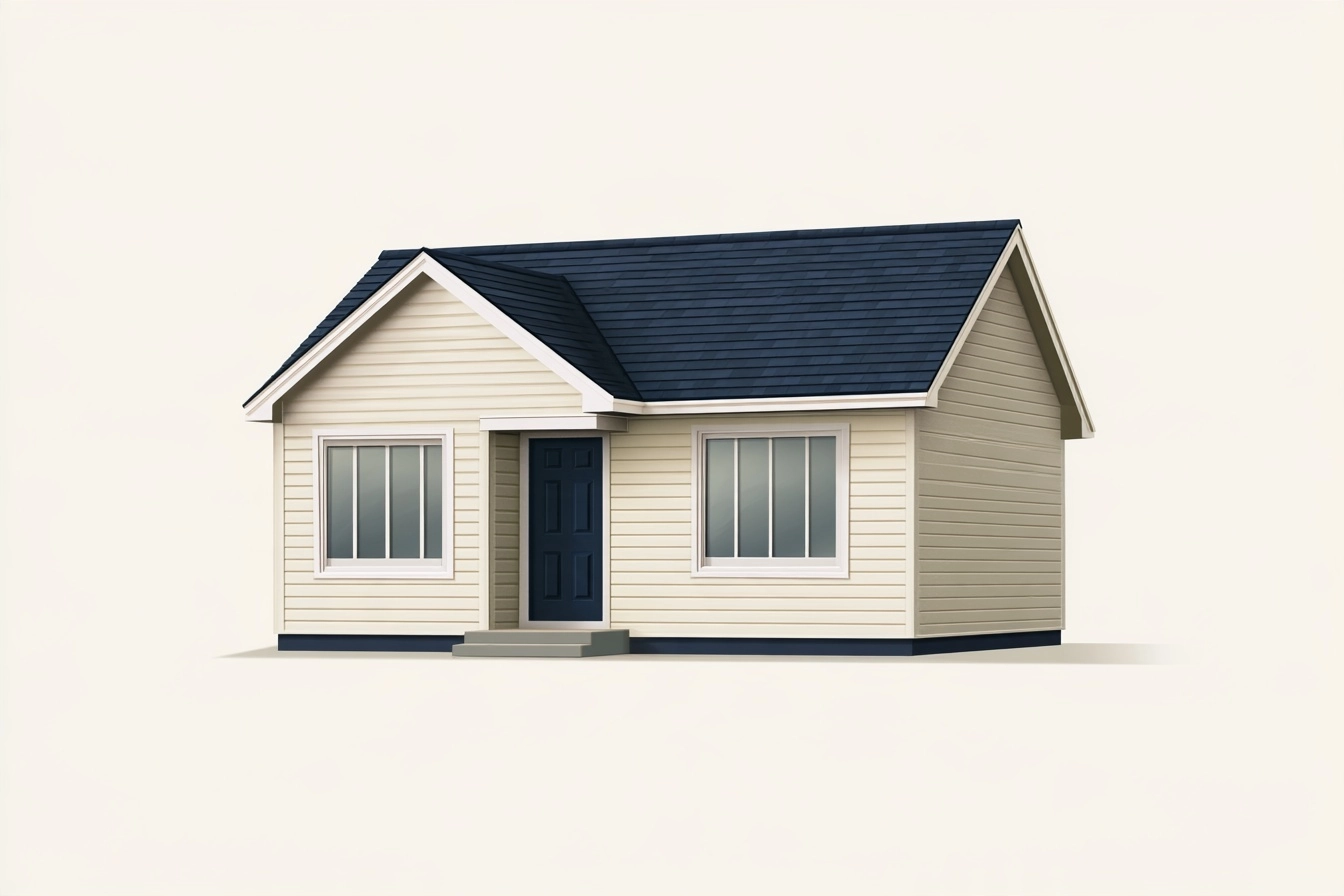 Illustrated house exterior showing siding, painted trim and windows