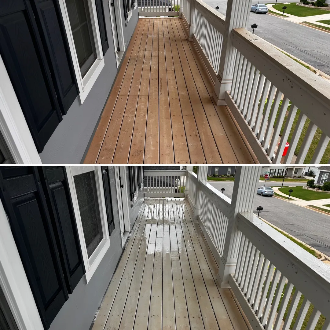 Painted porch floor before and after cleaning